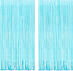 BRAVESHINE Foil Fringe Curtains Party Backdrop - Tinsel Curtain Backdrop Streamers Party Supplies for Halloween/Boo/Baby Boy/Frozen/Under Sea/Shark/Mermaid Birthdays Decorations - 2Pcs Pastel Blue