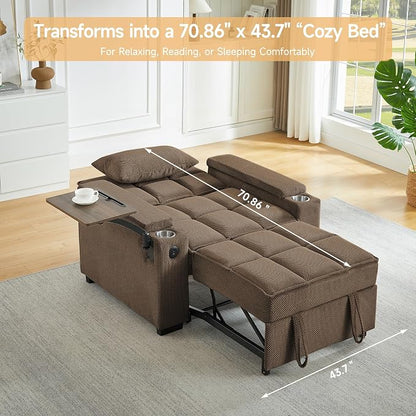 oaaktu Large Size Convertible Sleeper Chair Futon Sofa Bed, Comfortable Thick - Image 5