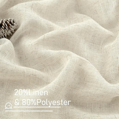 45 Inch Short Window Linen Curtains, Light Filtering Panels | Neutral Drapes - Image 2