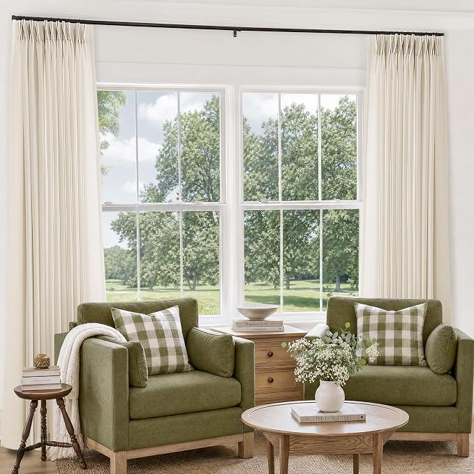 72 x 108 Inch Linen Curtains Pinch Pleated Extra Wide Semi Sheer | Light - Image 8
