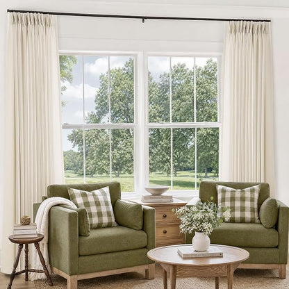 72 x 108 Inch Linen Curtains Pinch Pleated Extra Wide Semi Sheer | Light - Image 8