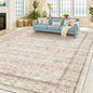 Washable Ivory Beige Living Room Rug, 8x12 Non Slip Area Rugs by HazoHaus