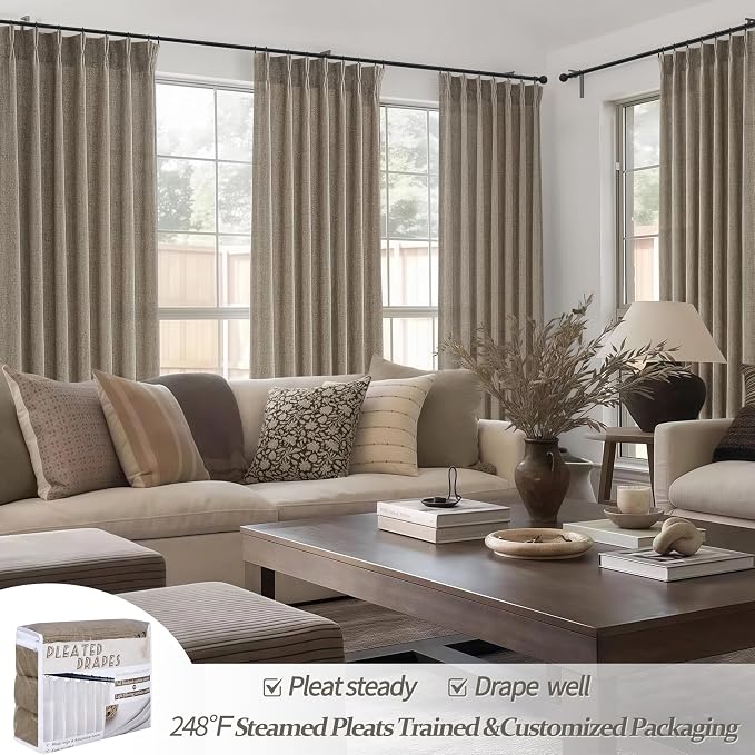 Pinch Pleat Extra Long 132 Inch High Ceiling Curtains - Image 6