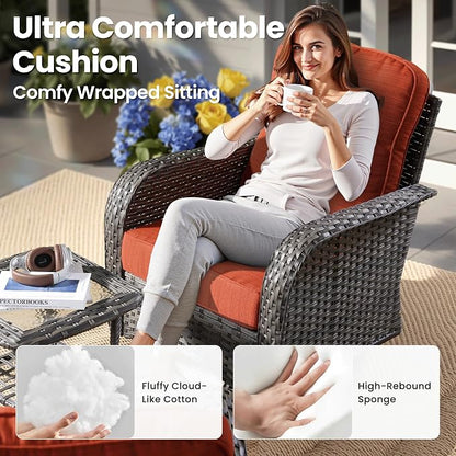 ovios 3-Piece Patio Furniture Set, Outdoor Wicker Sofa - Image 5