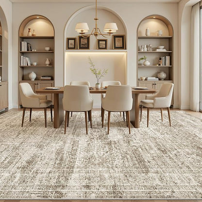 Soalmost 10x14 Area Rugs for Living Room Washable Rug Non-Slip Brown | Large - Image 4