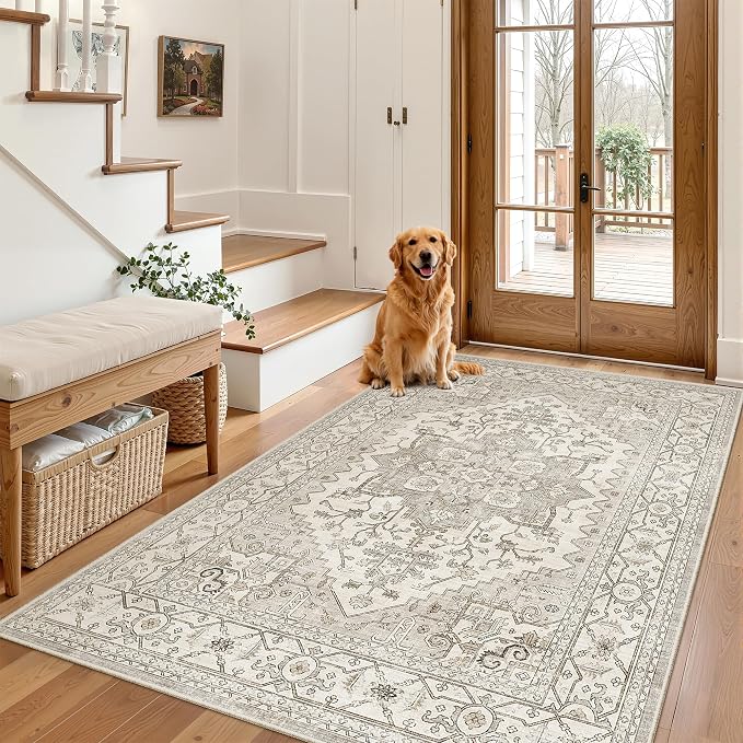 Madane Area Rug 4x6 Washable Rugs Vintage - Image 4