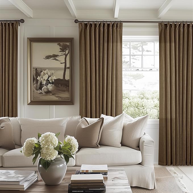 Dutch Cocoa Pinch Pleat Linen Curtains 96 Inches Long 60 Inch Wide 1 Panel | - Image 8