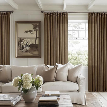 Dutch Cocoa Pinch Pleat Linen Curtains 84 Inches Long 60 Inch Wide 1 Panel | by Twodrapes