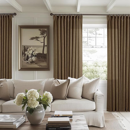 Dutch Cocoa Pinch Pleat Linen Curtains 120 Inches Long 60 Inch Wide 1 Panel | - Image 9