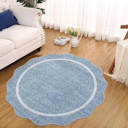 GarveeHome Scalloped Round Rugs 6Ft Washable Area Rug - Image 2
