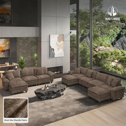HERA'S HOUSE 124" Modular Sectional Sofa, Oversized L Shaped Couches - Image 9