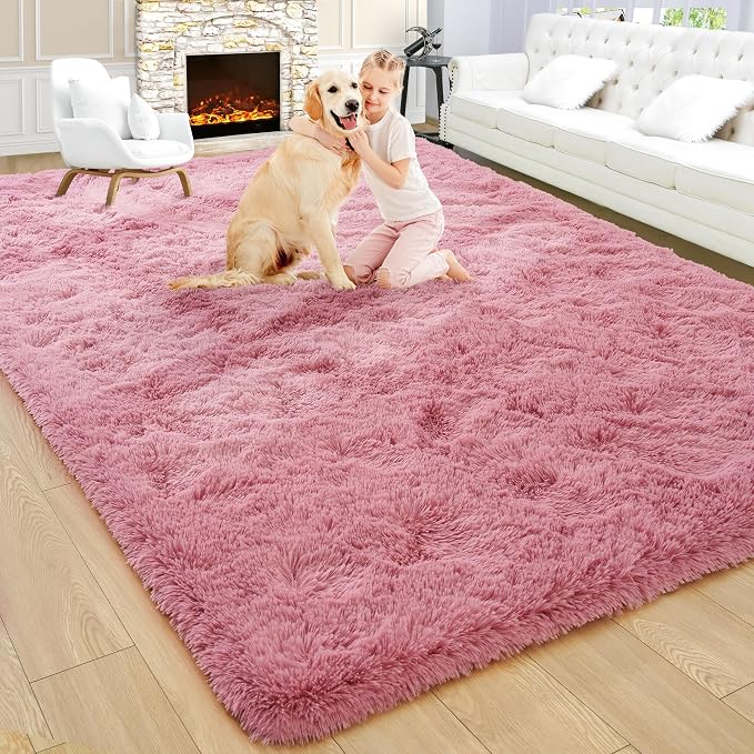 9x12 Extra Large Blush Fluffy Soft Area Rug Non-Slip - Image 8