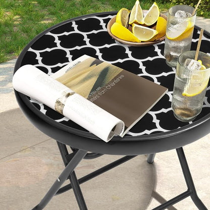 Foldable Patio Side Tables, 17.7" Small End Table Outdoor Weatherproof - Image 5