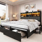 LARMACE King Bed Frame with 6 Storage Drawers, Bed Frame King Size with Linen by LARMACE