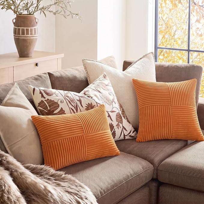 Fancy Homi 2 Packs Orange Lumbar Decorative Throw Pillow Covers 20x28 Inch - Image 5