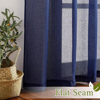 NICETOWN Linen Textured Sheer Bedroom Window Curtains, Grommet Semitransparent - Image 6