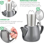 Tealyra - Pluto Porcelain Small Teapot Grey - 18.2-ounce (1-2 cups) - Unique Finish - Stainless Steel Lid and Extra-Fine Infuser To Brew Loose Leaf Tea - 540ml