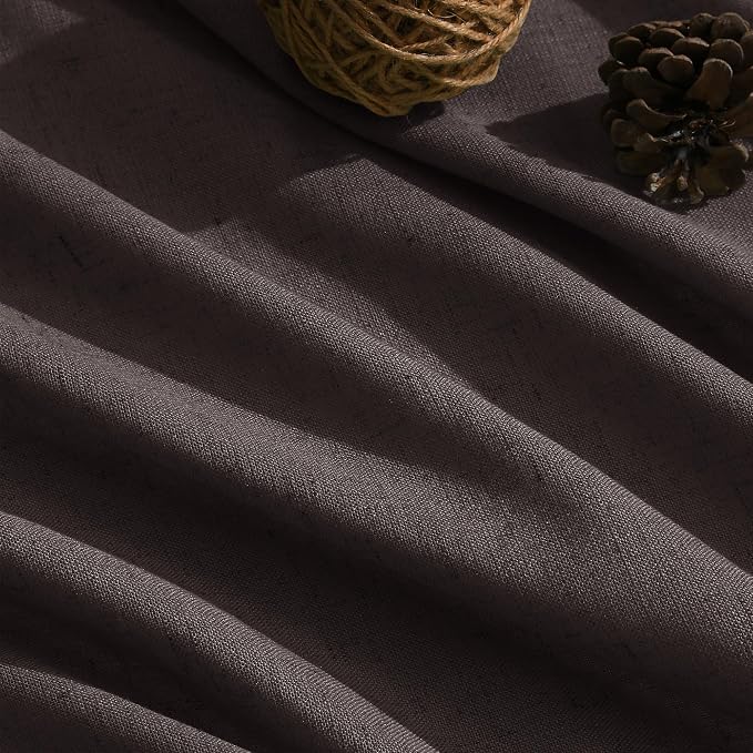 Cocoa Coffee Linen Blend Light Filtering Back Tab Curtains 108 Inches Long - Image 5