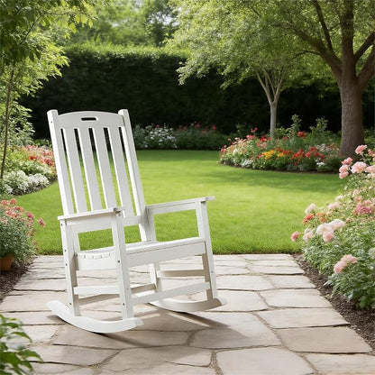 Psilvam Oversized Outdoor Rocking Chair Set of 2, HDPE Porch Rocker - Image 6