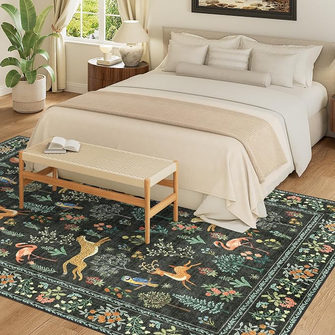 DUKINO 6x9 Area Rug, Washable Animal Living Room Rug Non Slip, Low Pile - Image 4