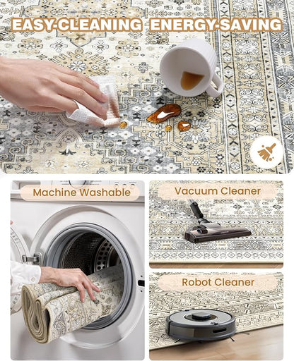 Runner Rug 2x10, Vintage Washable Rugs - Image 8