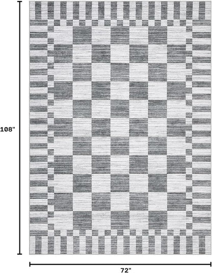 GarveeHome Grey Checkered Rug 6x9 Area Rugs Living Room Checkerboard Rug | - Image 2