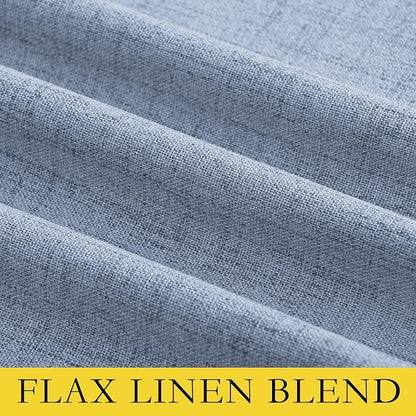 NICETOWN Stone Blue Vintage Linen 100% Blackout Curtains - Image 8
