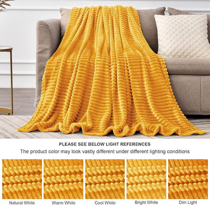 BEDELITE 3D Ribbed Mustard Yellow King Size Blankets - Image 7