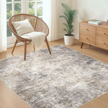 UERMEI Square Area Rugs : Washable 5x5 Neutral Modern Abstract Carpet - Image 4