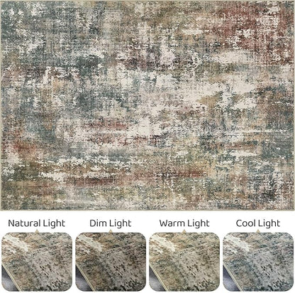 LOONGRUG 7x9 Area Rug Washable Large Neutral Modern Living Room Rugs | Abstract - Image 9