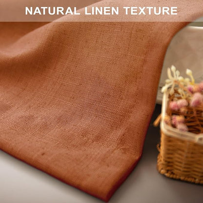 Burnt Orange Linen Curtains 63 Inch Length - Image 8