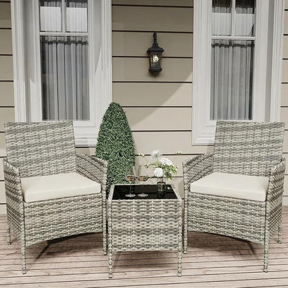 GarveeLife 3 Piece Patio Furniture Set, Rattan Outdoor Furniture by GarveeLife