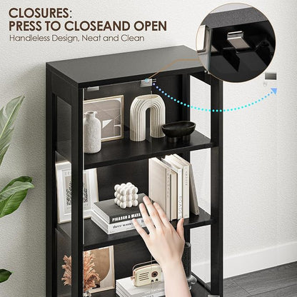 Airynee Display Cabinet with Glass Doors, 4-Tier Curio Cabinet with 7 Vibrant 3 - Image 5