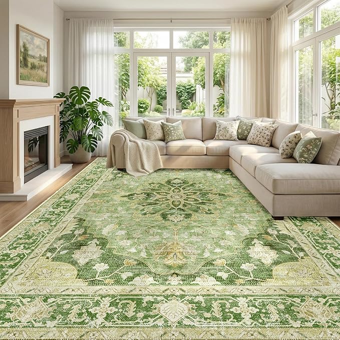 RELEANY Washable Area Rug, Large 9'x12', Water Repellent, Pet Friendly by RELEANY
