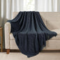 BOURINA Navy Throw Blanket 50x60 Inches Throw Textured Solid Soft Ripple Throws by BOURINA