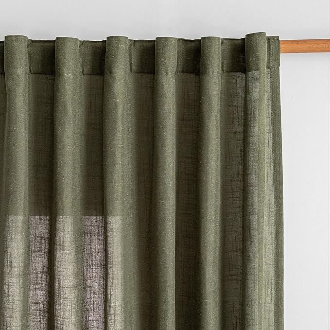 MYSKY HOME 96 Inches Semi Sheer Sliding Door Curtains Farmhouse Light Filtering - Image 2