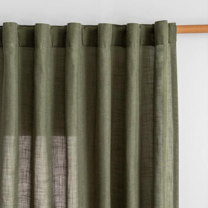 MYSKY HOME 96 Inches Semi Sheer Sliding Door Curtains Farmhouse Light Filtering - Image 2