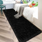 2x10 Bedside Area Rugs for Bedroom Soft Fluffy Shag Black Rug for Hallway by JiaoBaba