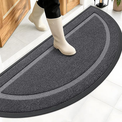 OLANLY Half Circle Front Door Mat Outside 59x23 All-Season Rubber Doormat | Grey by OLANLY
