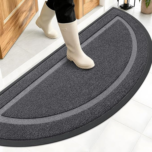 OLANLY Half Circle Front Door Mat Outside 59x23 All-Season Rubber Doormat | Grey by OLANLY