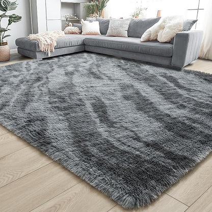 4x6 Grey Fluffy Soft Area Rug Non-Slip - Image 7