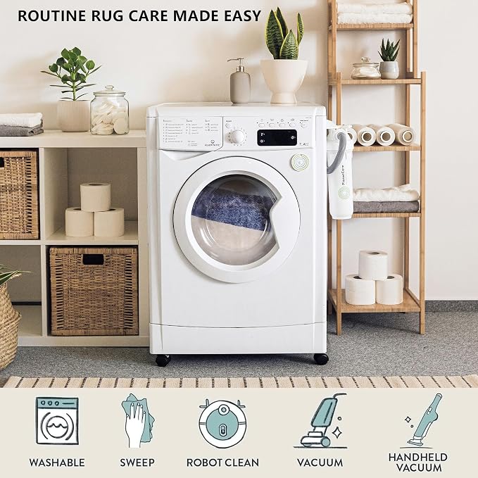 Ompaa Living Room Rug 5x8 Blue Area Rug Machine Washable Rug Non Slip Indoor - Image 6