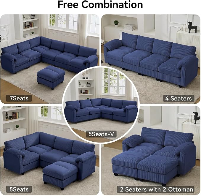 114'' Sectional 4 Seater Couch, Oversized Modular Couches - Image 7