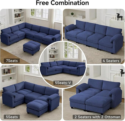 114'' Sectional 4 Seater Couch, Oversized Modular Couches - Image 7