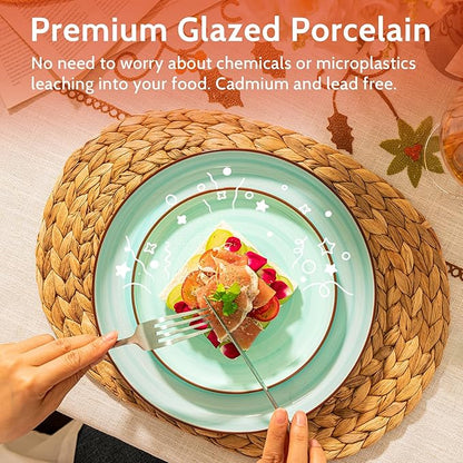 Sweese Porcelain Dinner Plates 10 Inch, Set of 6, Multi-Colored Round Plates for Lunch, Dinner, Parties, Microwave Dishwasher Safe