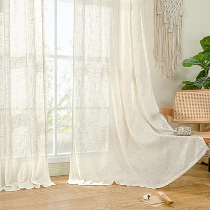 Linen Semi Sheer Curtains 72 Inch Length 2 Panels - Image 9