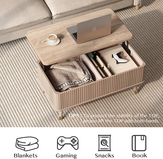 SULIVES Lift Top Coffee Table - Image 4