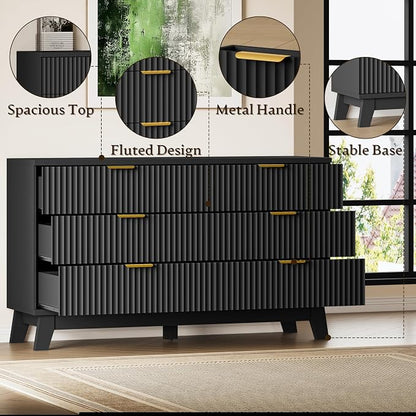 BORNOON Fluted 6 Drawer Dresser, 47.2" Wide Modern Boho Chest of Drawers - Image 5