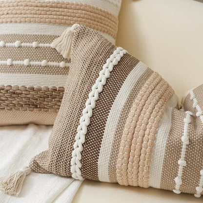 Decorative Lumbar Throw Pillow Cover 14x24 Boho Brown Accent Cushion - Image 3