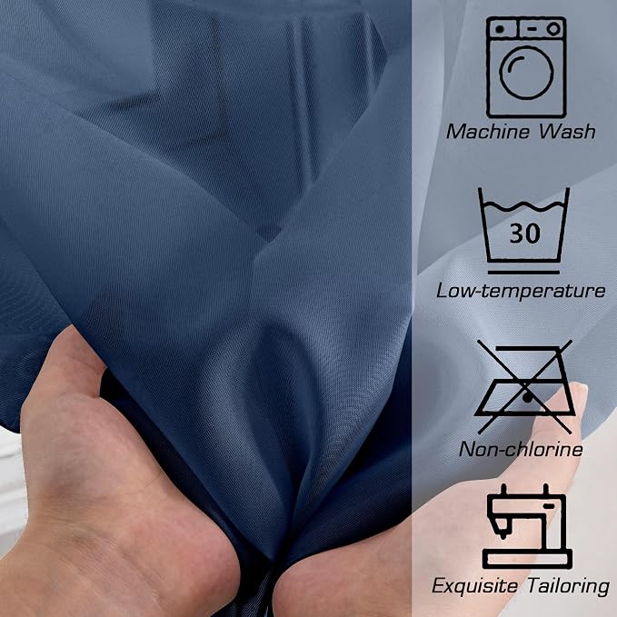 Simplebrand Blue Sheer Curtains 96 Inches Long, Light Filtering Rod Pocket - Image 5